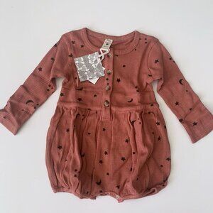 Kate Quinn Organics Baby Girl Long Sleeve Front Button Belted Bubble 18-24 month